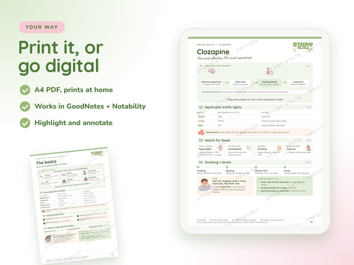 Mental Health study guide preview 3: inside pages, cases and flashcards