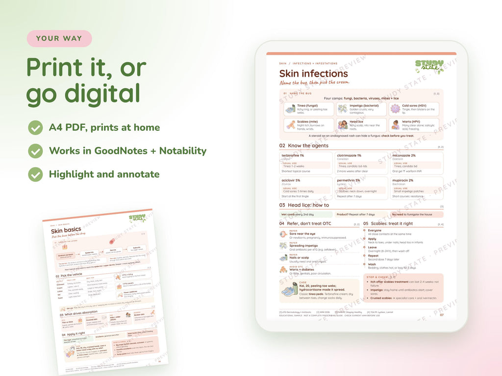 Skin study guide preview 3: inside pages, cases and flashcards