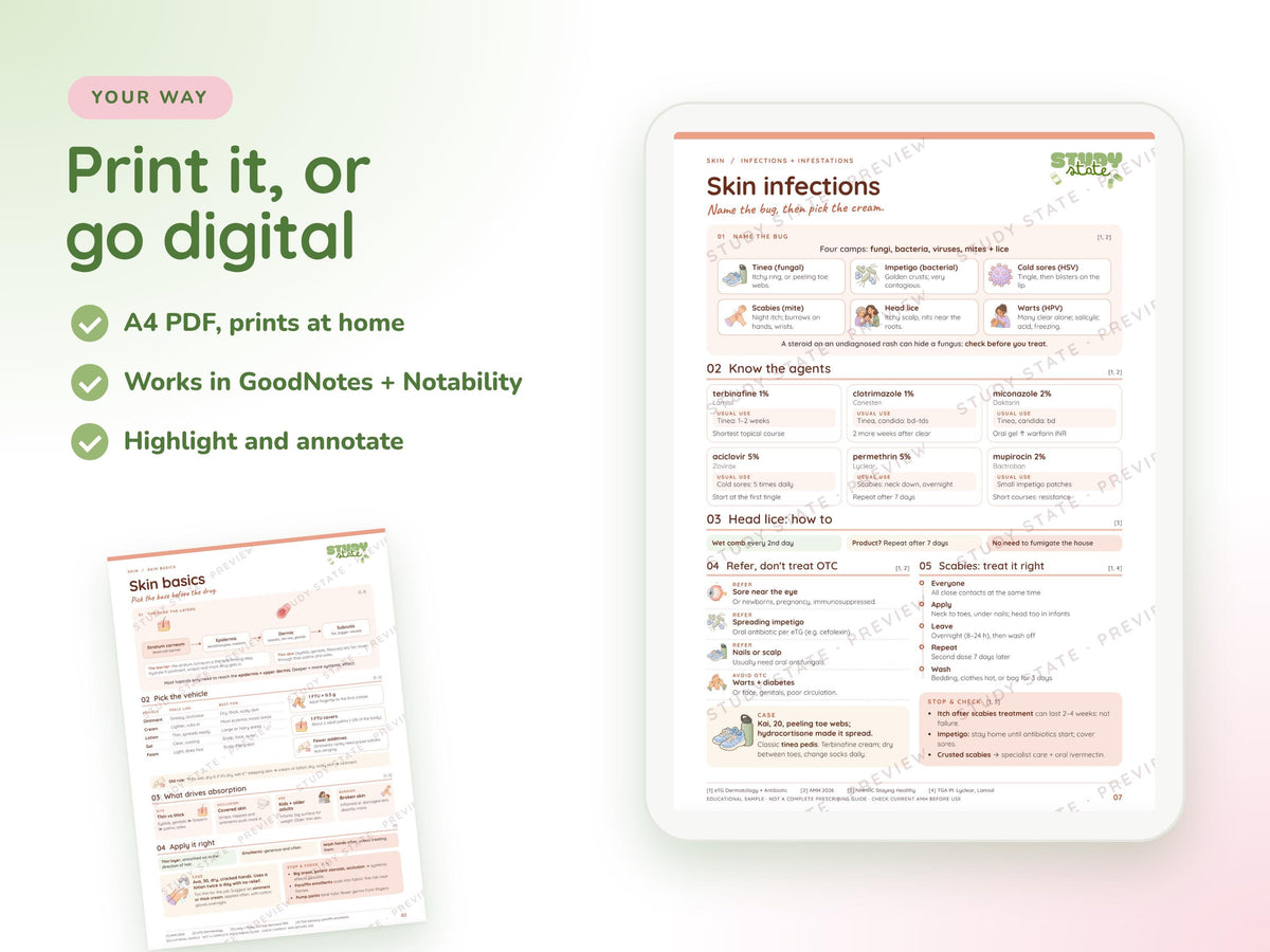Skin study guide preview 3: inside pages, cases and flashcards