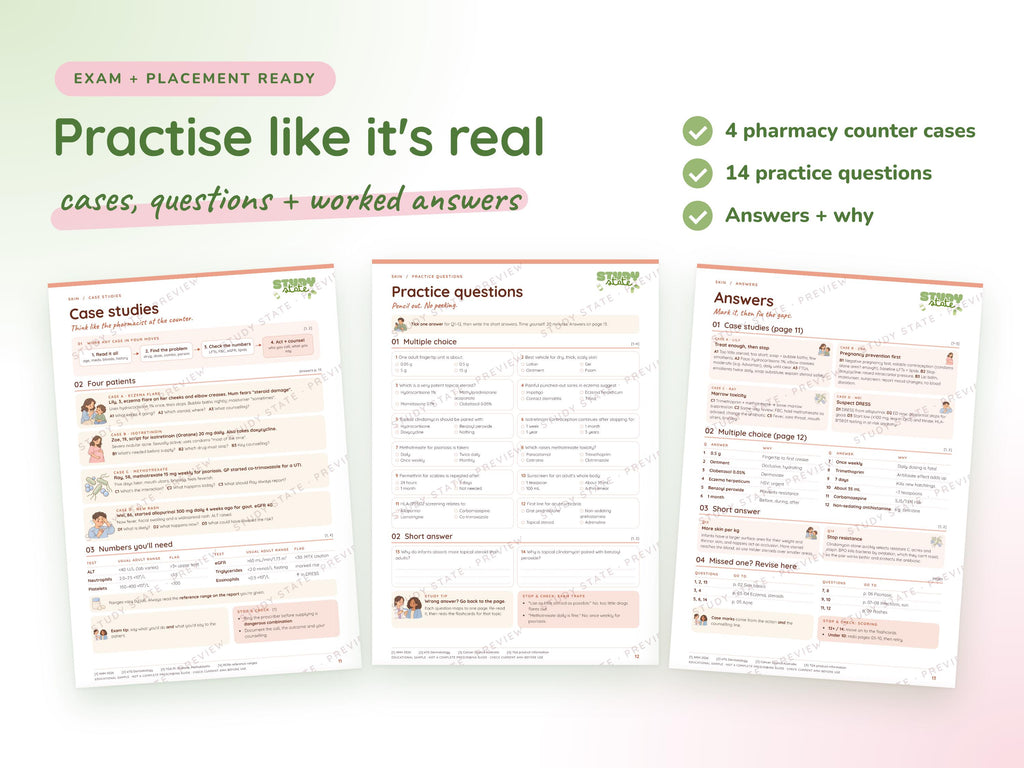Skin study guide preview 5: inside pages, cases and flashcards
