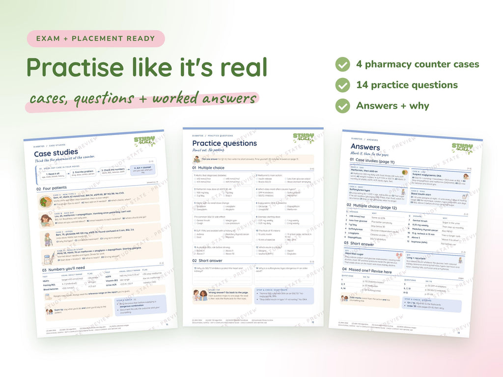 Diabetes study guide preview 5: inside pages, cases and flashcards