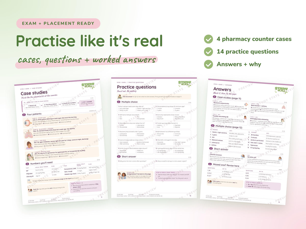 Eyes + Ears study guide preview 5: inside pages, cases and flashcards