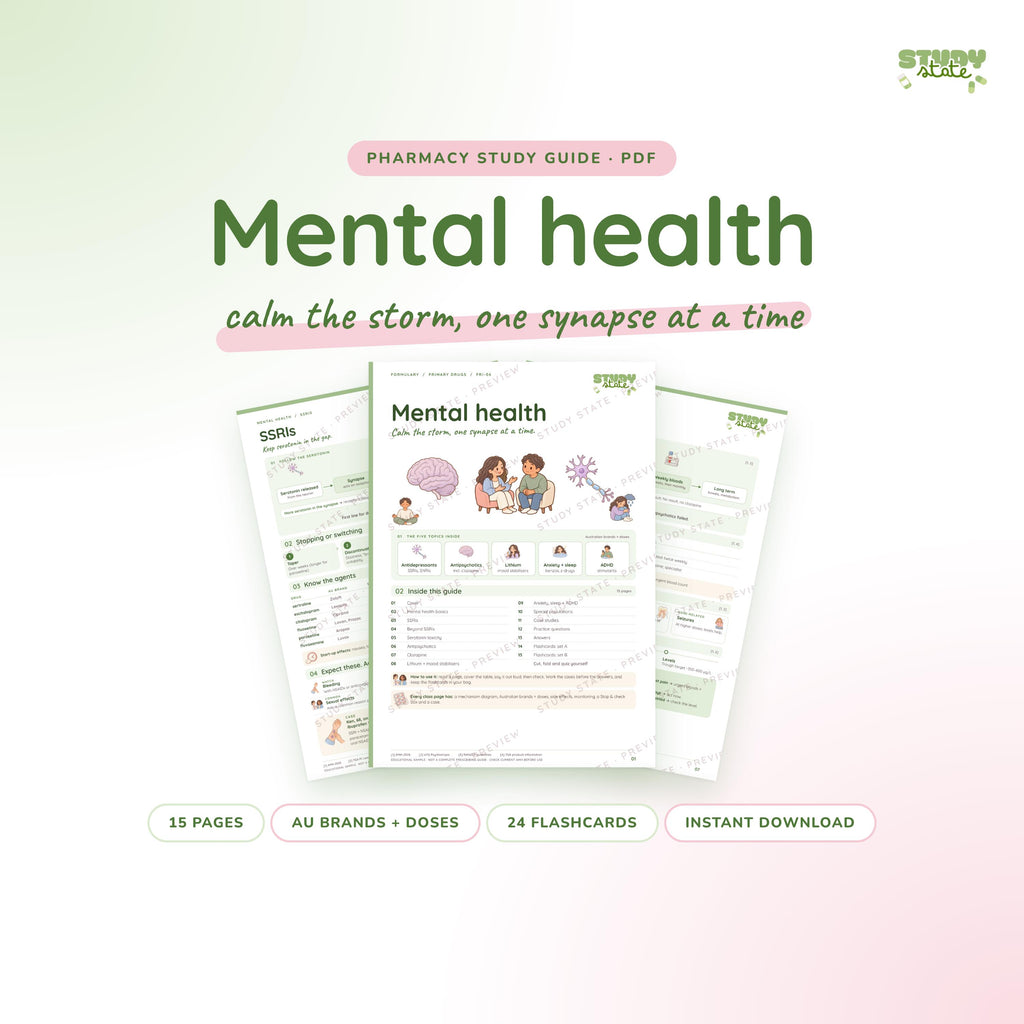 Mental Health study guide PDF by Study State: cover and pages
