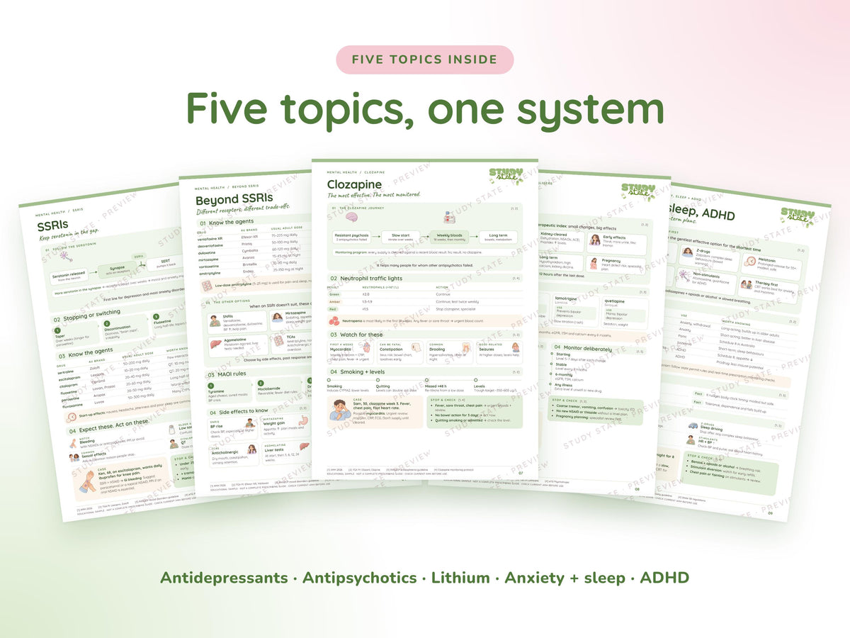 Mental Health study guide preview 6: inside pages, cases and flashcards