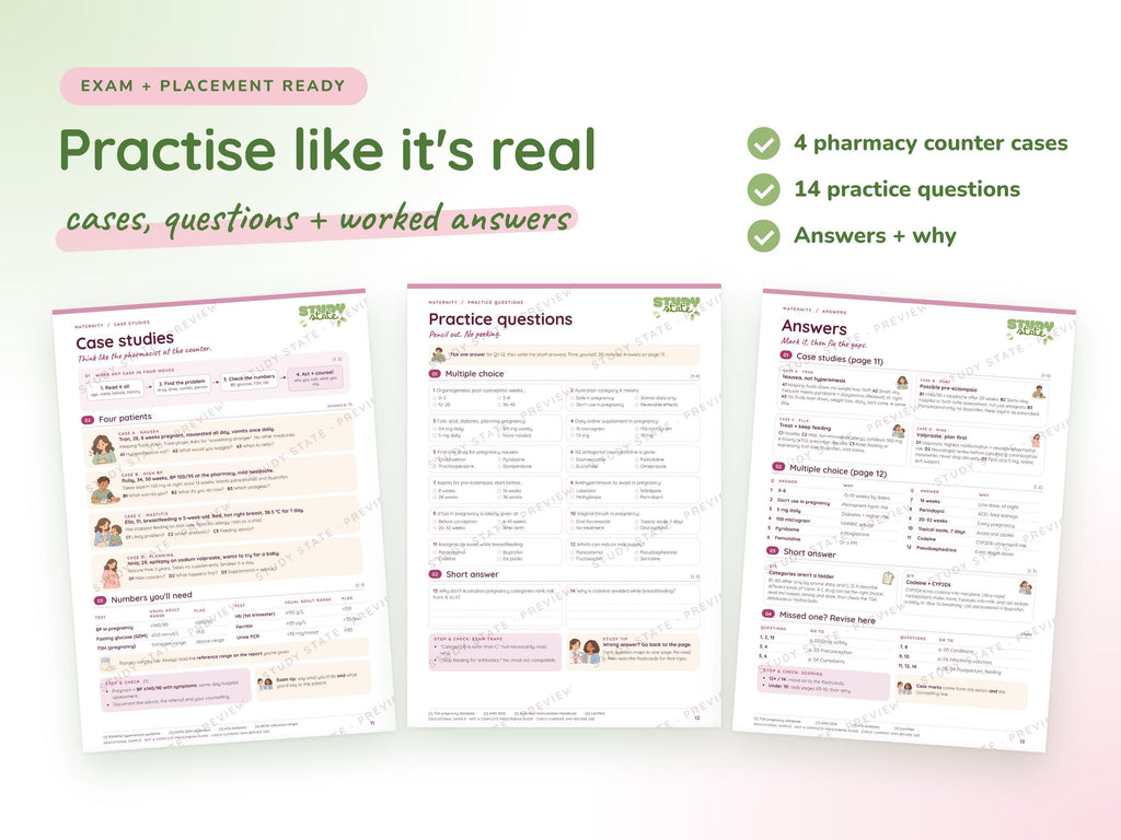 Maternity study guide preview 5: inside pages, cases and flashcards