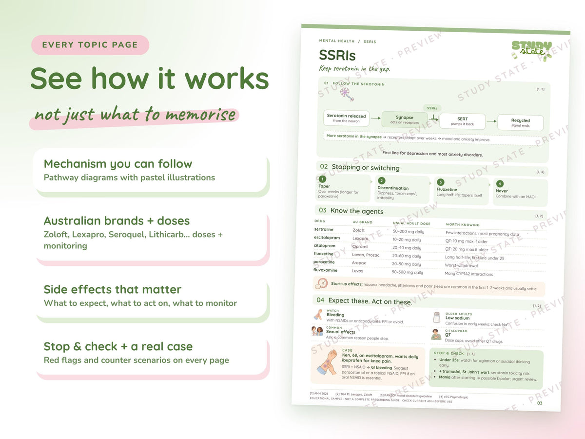 Mental Health study guide preview 7: inside pages, cases and flashcards