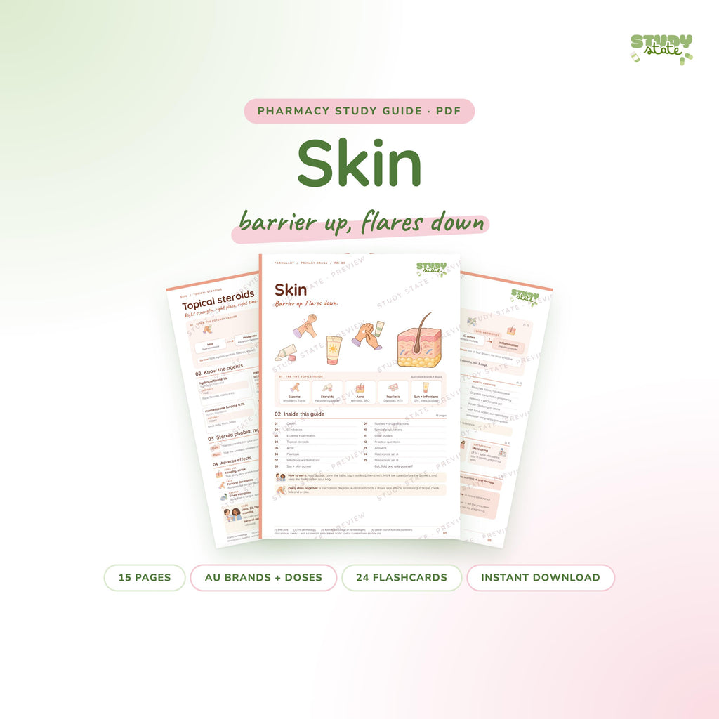 Skin study guide PDF by Study State: cover and pages