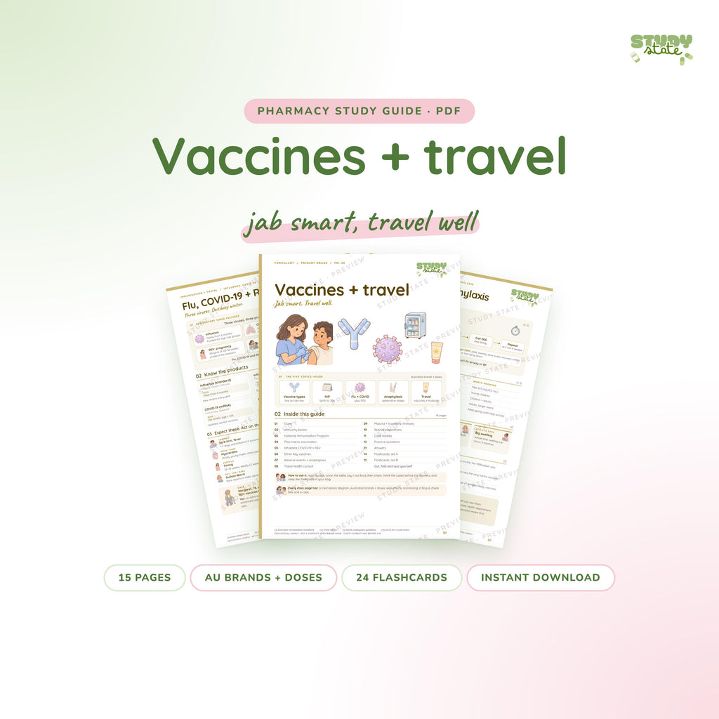 Immunisation + Travel study guide PDF by Study State: cover and pages