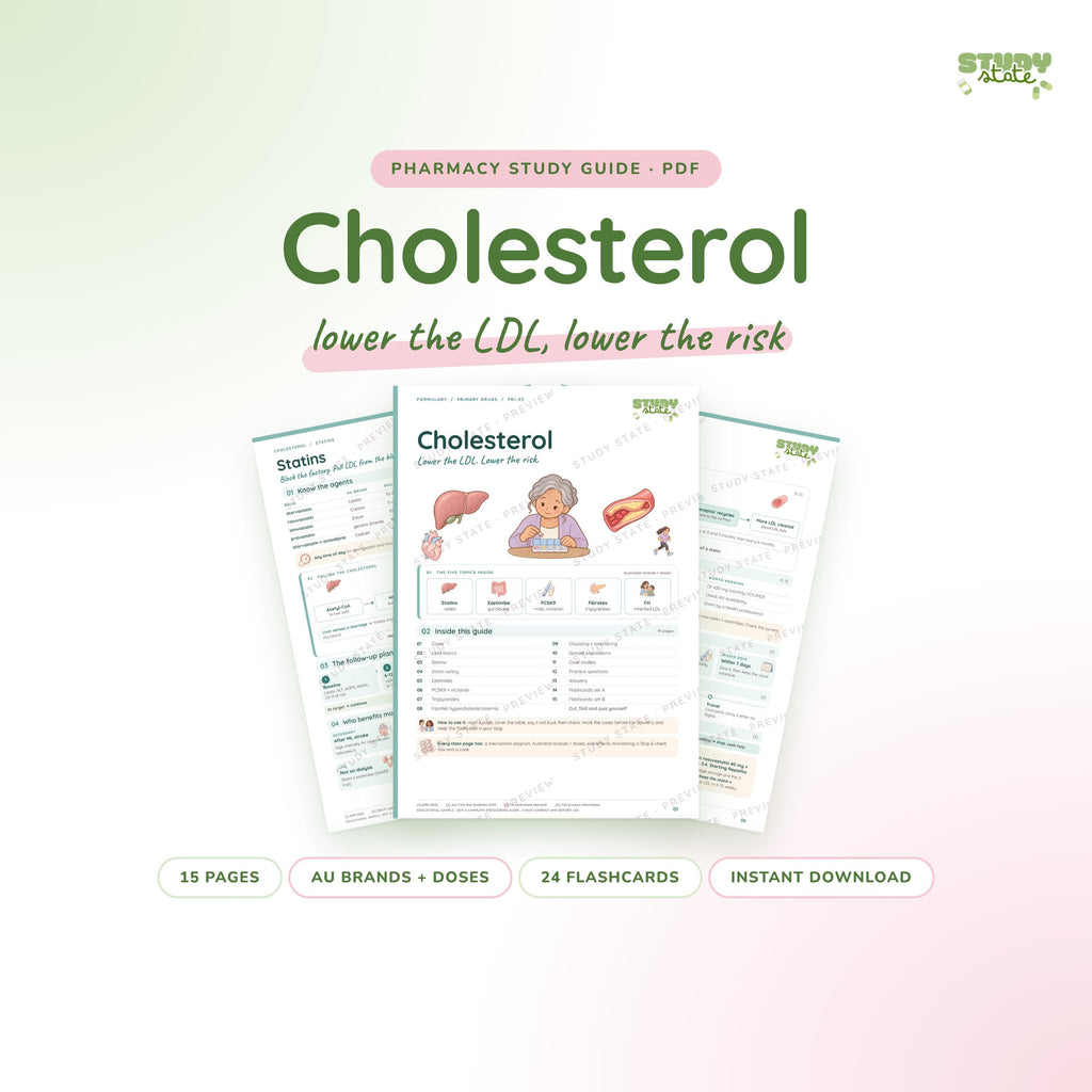 Cholesterol study guide PDF by Study State: cover and pages