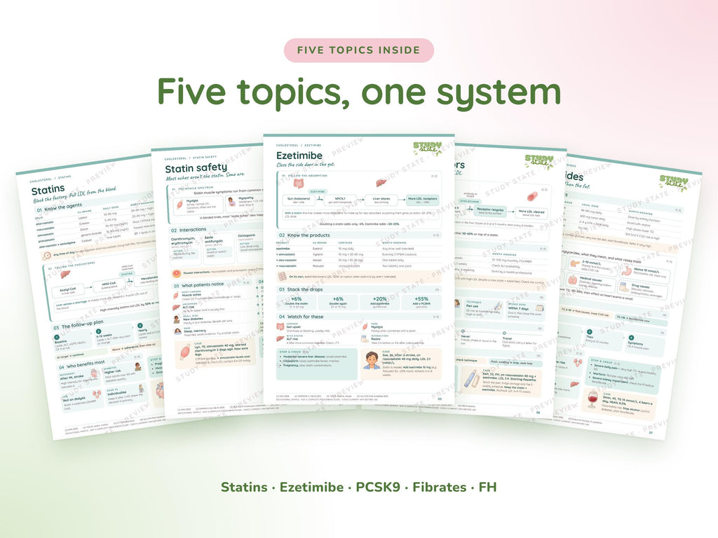 Cholesterol study guide preview 6: inside pages, cases and flashcards