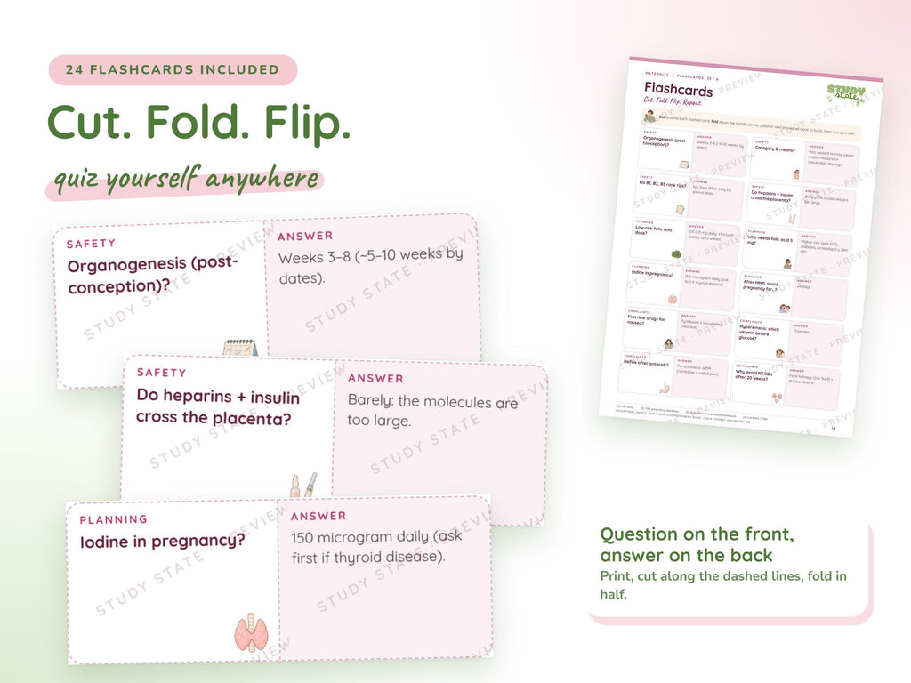 Maternity study guide preview 4: inside pages, cases and flashcards