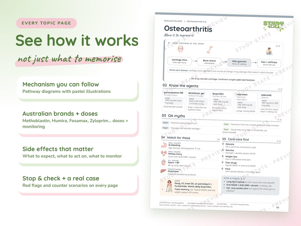 Rheumatology study guide preview 7: inside pages, cases and flashcards