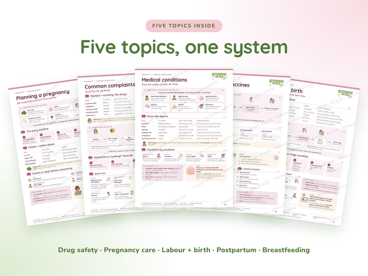 Maternity study guide preview 6: inside pages, cases and flashcards