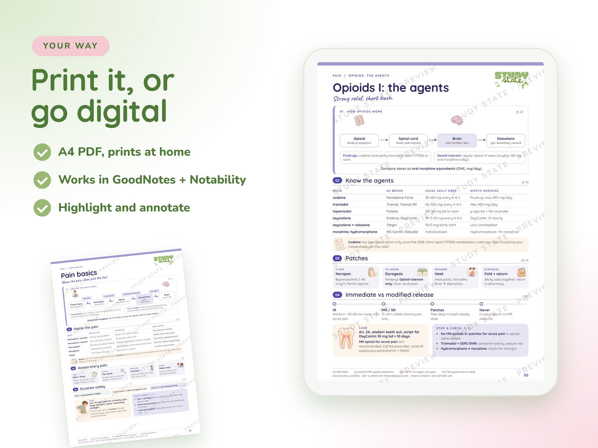 Pain study guide preview 3: inside pages, cases and flashcards