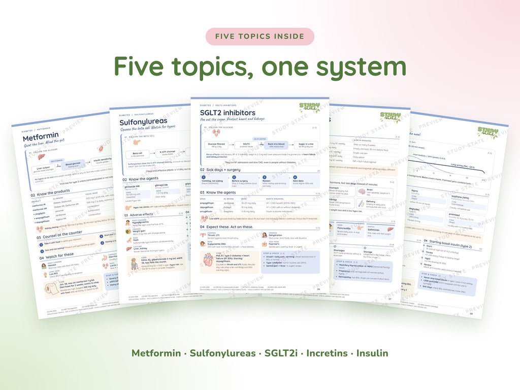 Diabetes study guide preview 6: inside pages, cases and flashcards