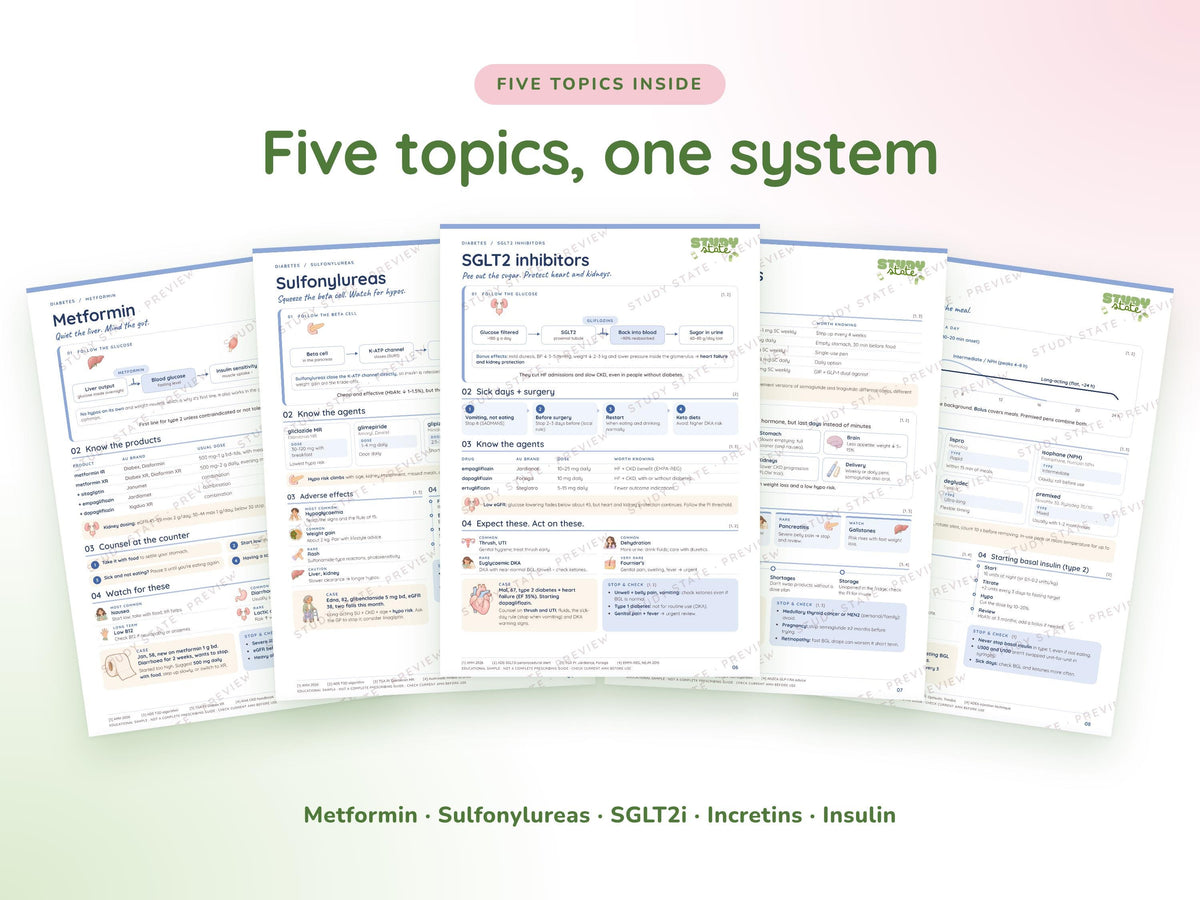 Diabetes study guide preview 6: inside pages, cases and flashcards