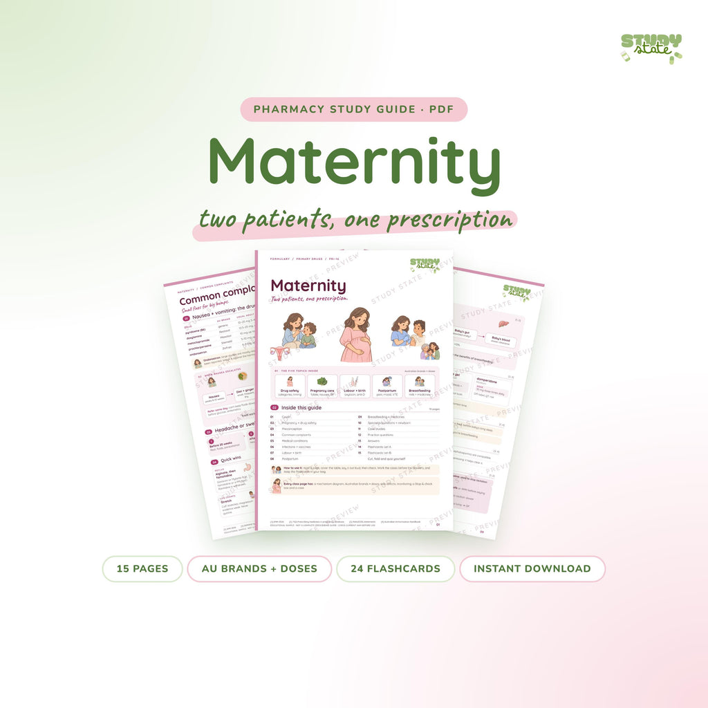 Maternity study guide PDF by Study State: cover and pages