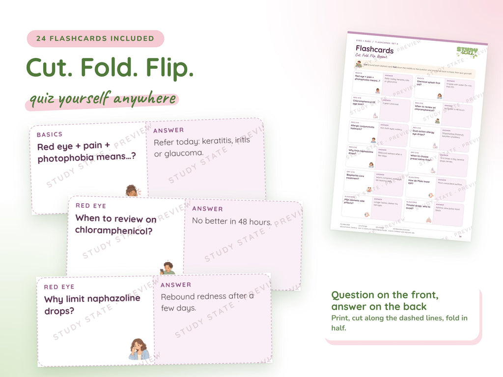 Eyes + Ears study guide preview 4: inside pages, cases and flashcards
