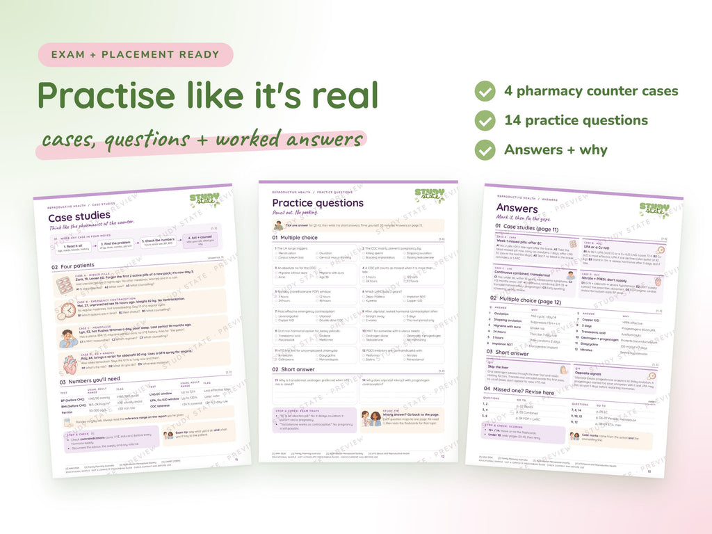 Reproductive Health study guide preview 5: inside pages, cases and flashcards