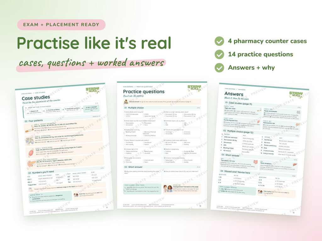 Cholesterol study guide preview 5: inside pages, cases and flashcards
