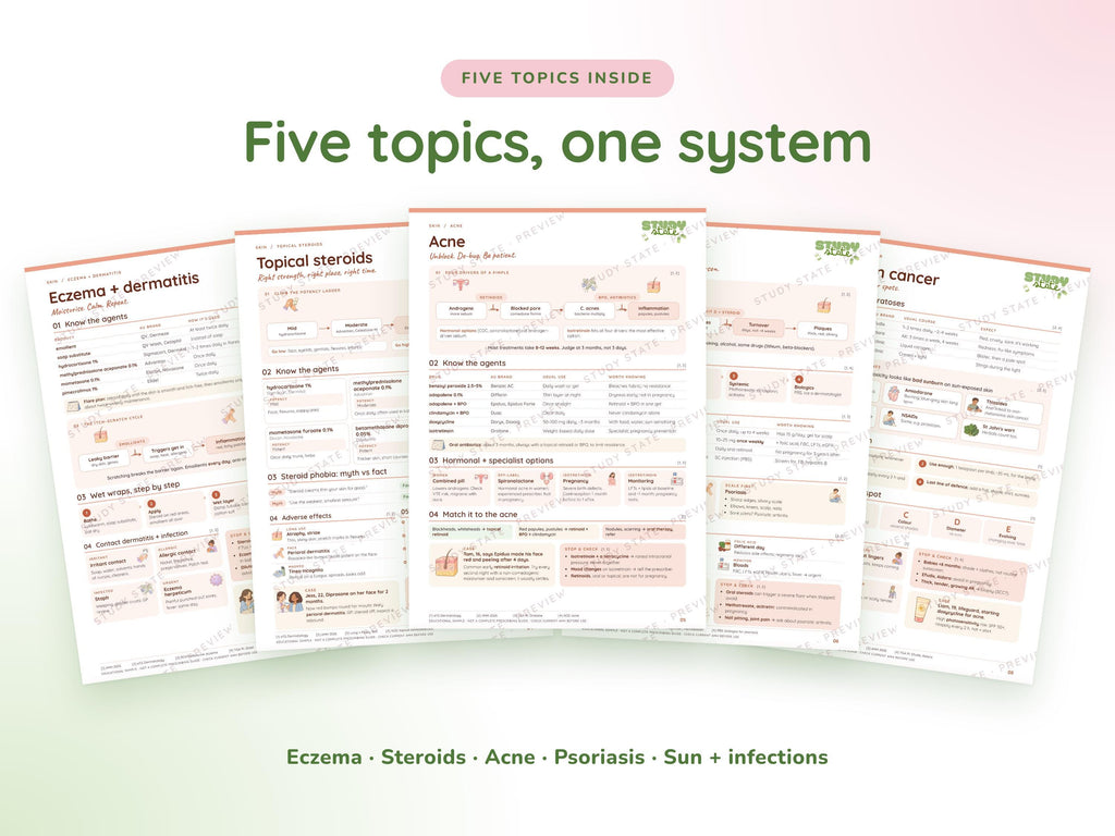 Skin study guide preview 6: inside pages, cases and flashcards