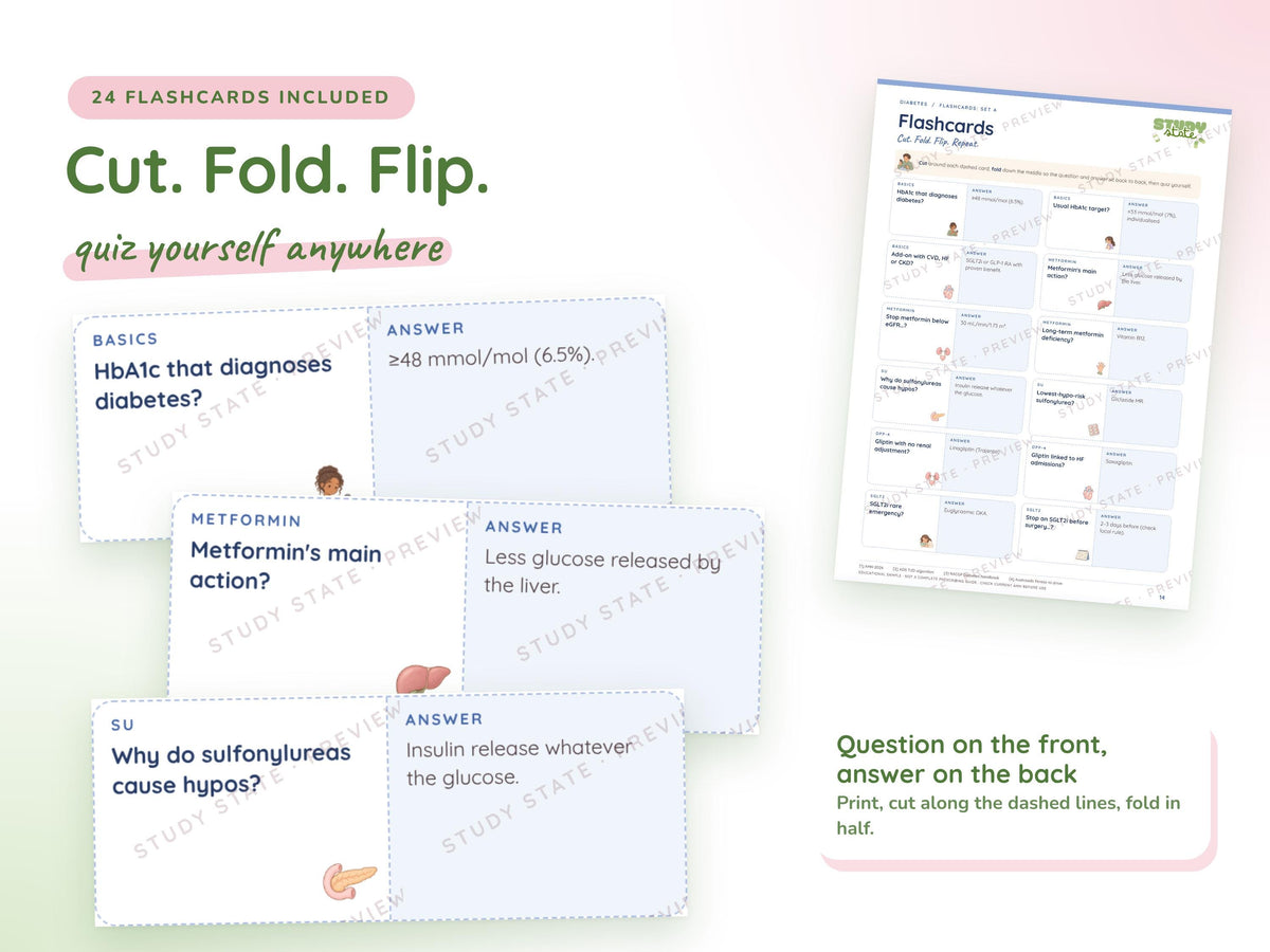 Diabetes study guide preview 4: inside pages, cases and flashcards