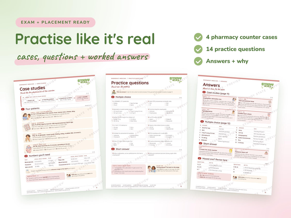 Emergency Medicine study guide preview 5: inside pages, cases and flashcards