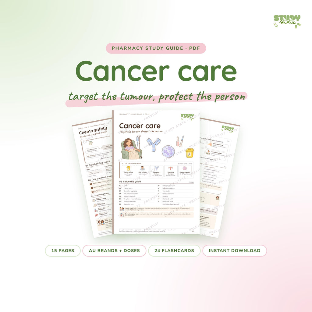 Cancer Care study guide PDF by Study State: cover and pages