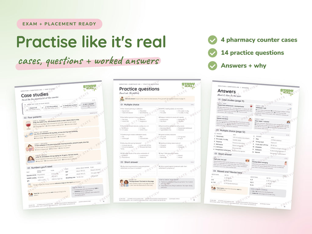 Addiction Care study guide preview 5: inside pages, cases and flashcards
