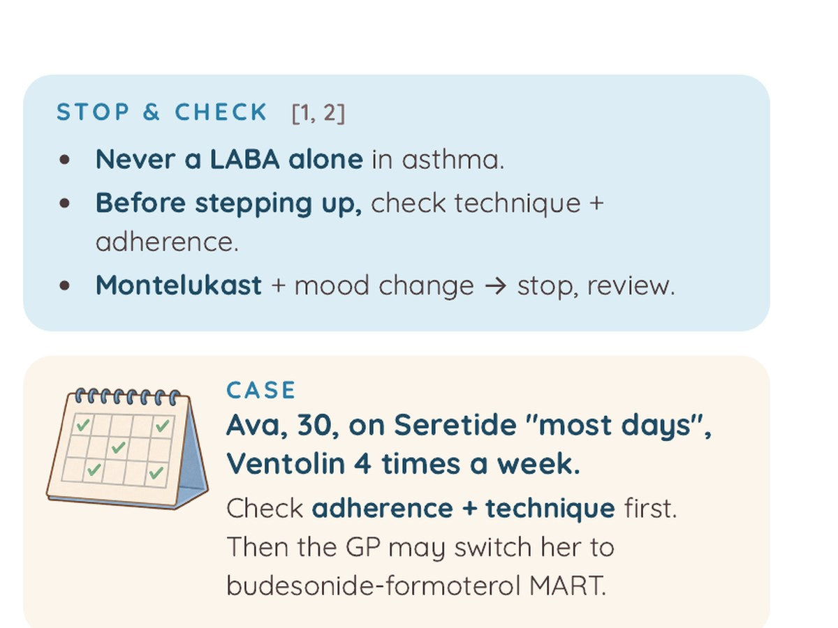 Stop and check box and an asthma counter case from the Respiratory guide